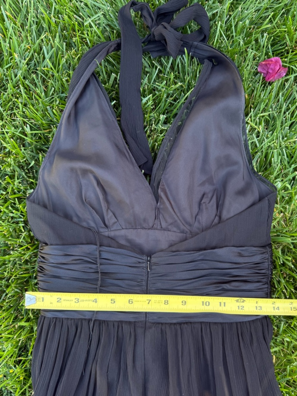 Maggy London 100% Silk Black Halter Neck Midi Dress - Picture 8 of 11